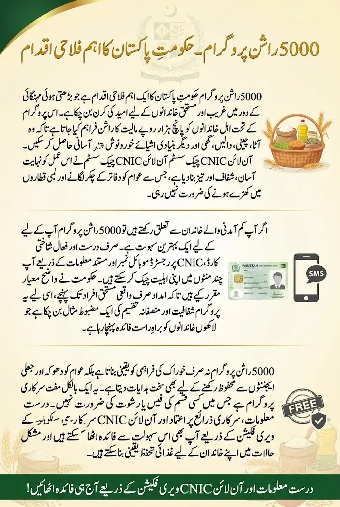 5000 Rashan Program CNIC Check Online
