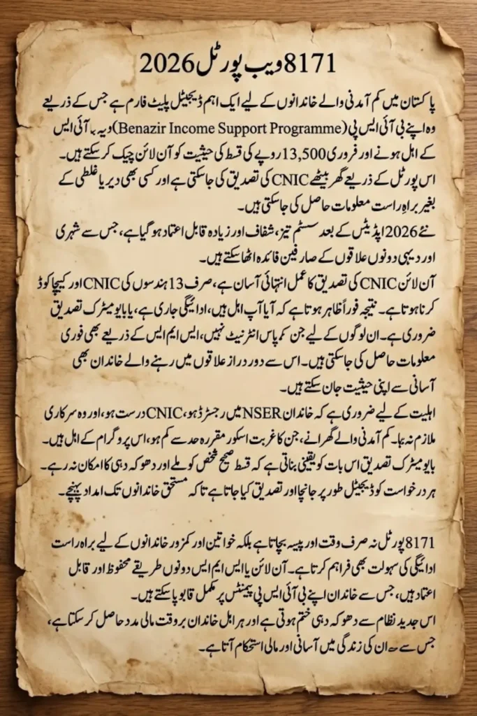 8171 Web Portal 2026 CNIC Verification
