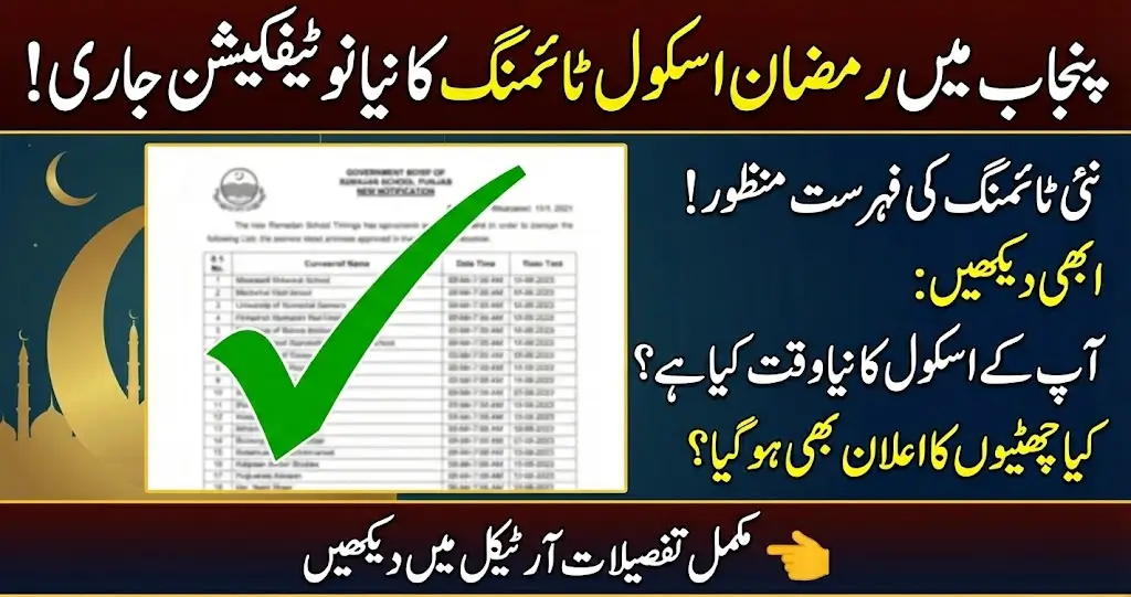 Punjab School Timings in Ramadan 2026 – Updated Schedule for All Public and Private Schools